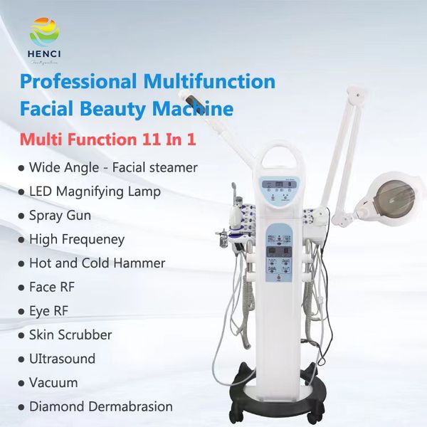 

2022 new 11 in 1 multifunctional high frequency facial deep cleansing black head remover rf vacuum beauty machine
