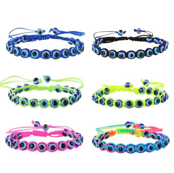 Moda Turquia Azul Mal Olho Olho Encanto Frisado Fronteiras Pulseiras Mulheres Handmade Trançado Corda Corda Pulseira Atacado