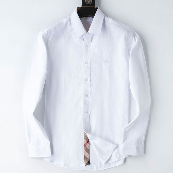 Erkekler Elbise Gömlek İnce takılmış yayılma yaka ekose şerit uzun kollu saf pamuk tasarımcı marka bahar yaz iş ofisi rahat erkek cl