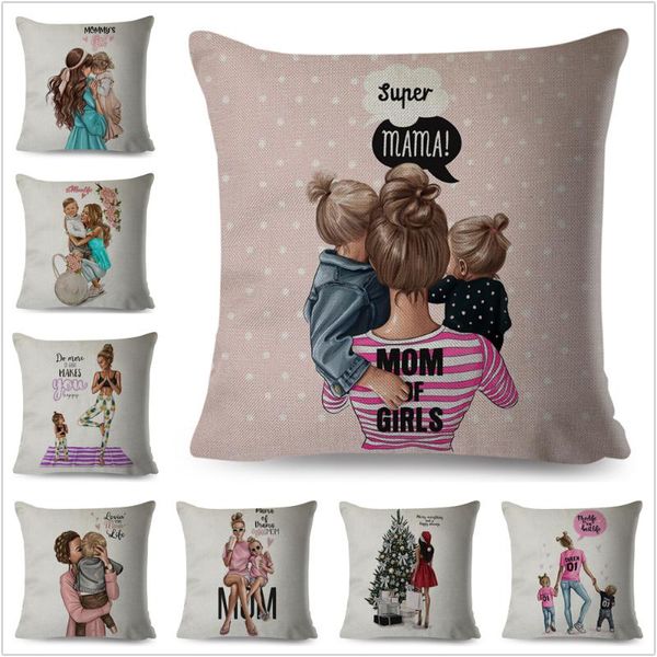 Almofada/travesseiro decorativo Super mama decoração de case moda Lady Black Girl Cushion Capa travesseiro de poliéster para sofá em casa quarto 45x45