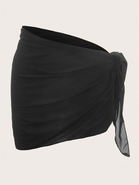 

solid tie side cover up skirt s4zr#, White;black