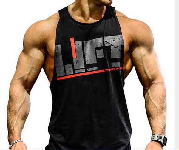 

printed fitness vest men' cotton i-shaped vest size loose, White;black
