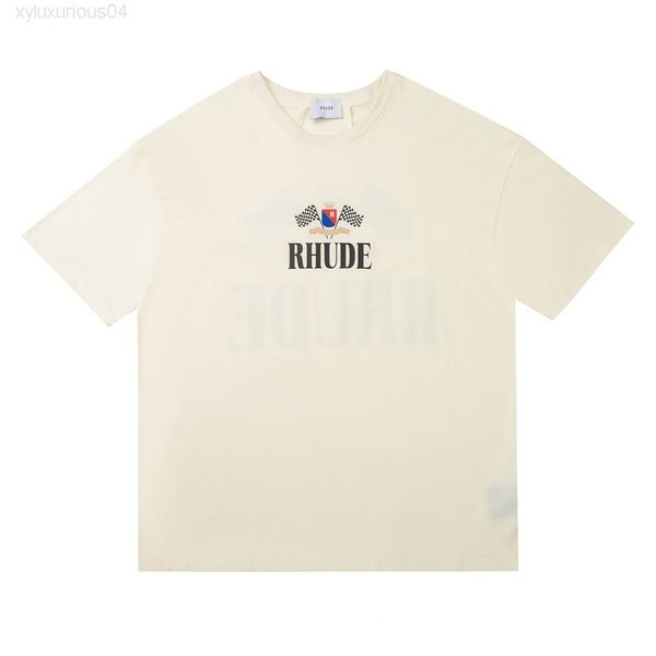 

designer fashion rhudes t shirt champion short sleeve high street american apricot round neck loose cotton t-shirt men's and women&#039, White;black