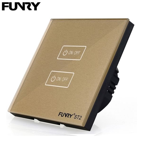 Funry AB Standart Touch Switch Işık Kontrol Sensörü Anahtarı Lüks Duvar Anahtarı Paneli ST2 2 Çete 170-240V Kristal Temperli Cam T200605