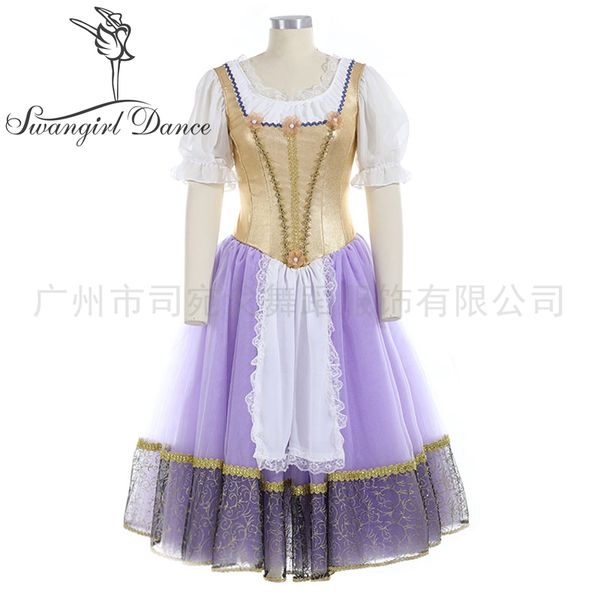 

gold performance ballet dress tutu stage costumes for girls yagp professional dancing ballet long dress bt3028b, Black;red