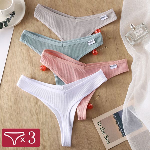 

3pcs/set women cotton thongs panties low waist g-string briefs ladies brazilian lingerie girls breathable intimates bikini, Black;white