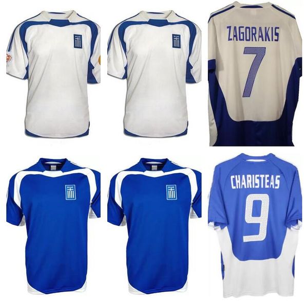 

2004 greece retro soccer jersey 04 05 charisteas tsiartas nikolaidis zagorakis karagounis vintage final classic football shirt, Black;yellow