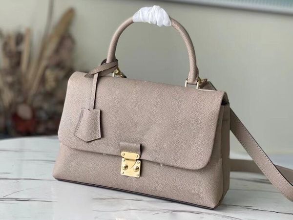 

realfine bags 5a m46041 30cm madeleine mm dove grey creme beige bicolor momogran empreinte leather shoulder handbags purses for women with d