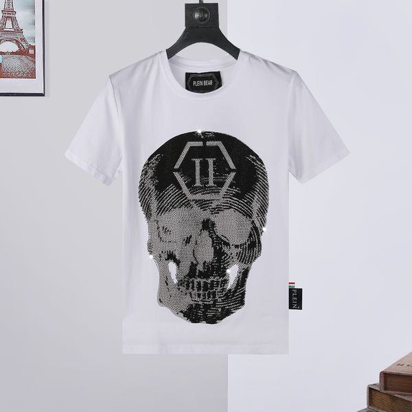 

plein bear t shirt mens designer tshirts rhinestone skull men t-shirts classical hip hop streetwear tshirt casual tees pb 160623, White;black