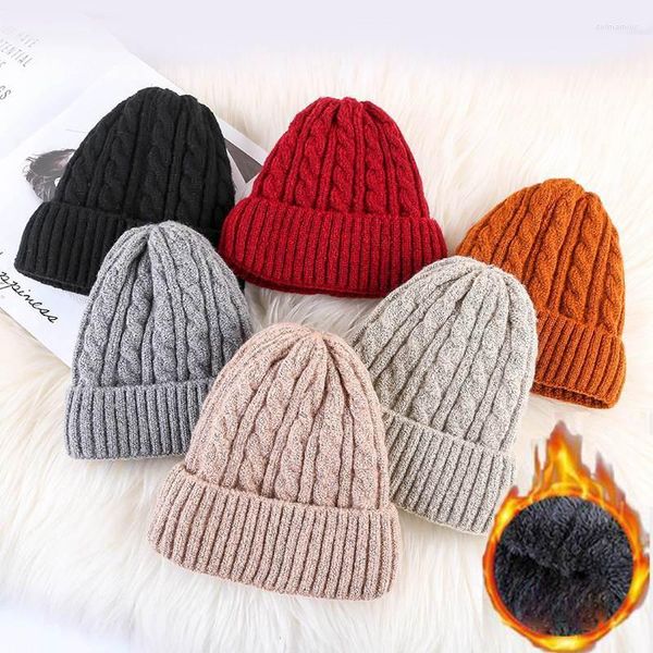 Beanie/Totenkopfkappen Mohair Frauen Hut Winter Plus Plüsch Dicke Warme Beanie Einfarbig Weiche Twist Häkeln Kappe Outdoor Dame Motorhaube Ski Hüte Delm2