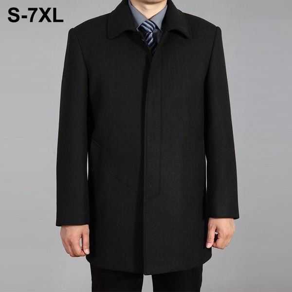 Cappotto di lana da uomo di alta qualità Cappotto di lana autunno inverno Cappotto di lana di lana Cappotto di pisello maschile Cappotto lungo invernale da uomo Homme Plus Size 7XL 201116