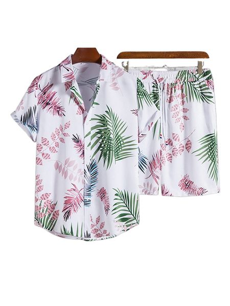 

men random tropical print shirt & shorts x64v#, Gray