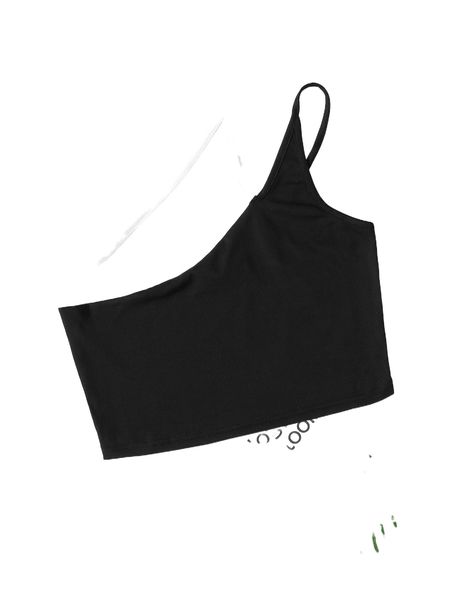 

colorblock one shoulder crop w0c1#, White