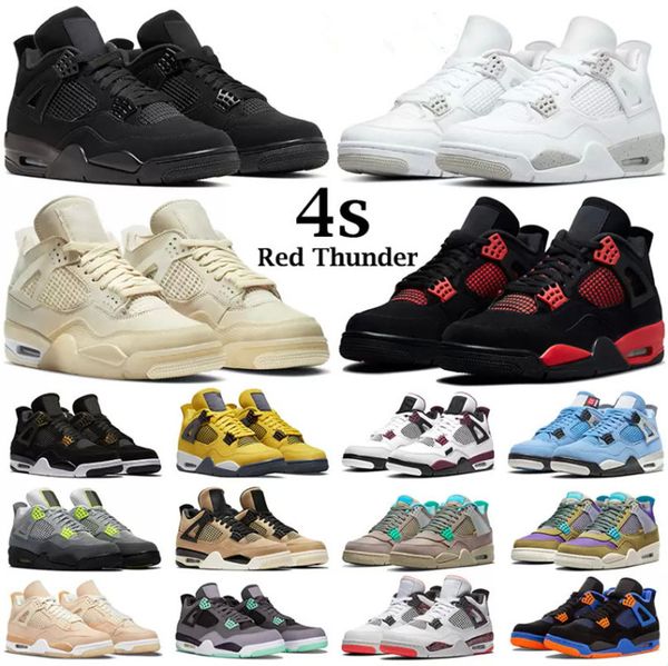 

2022 men women basketball shoes jumpman 4s red thunder 4 fire cactus jack university blue white oreo black cat bred metallic green mens trai