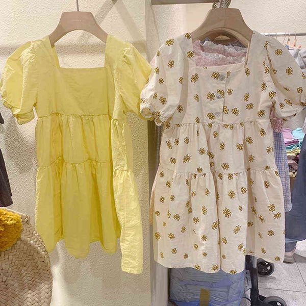 

milancel 2021 summer new family matching outfits floral puff sleeve dress square collar loose girls one piece aa220326, Red;yellow