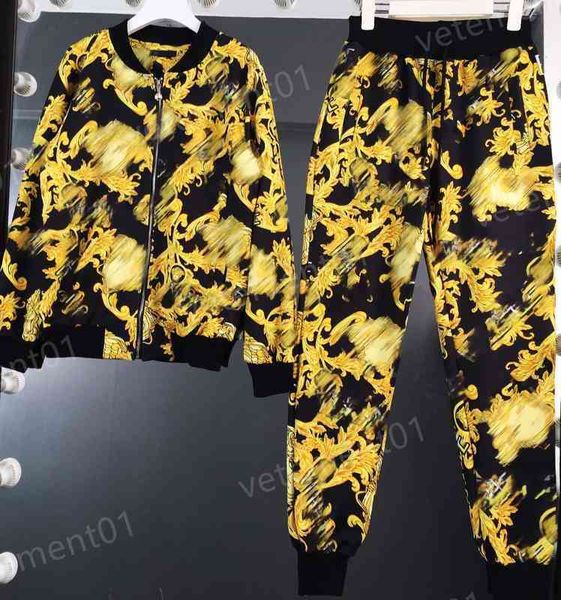 

womens two piece pants gold lettering pattern baseball uniform jacket with logo-print pencil pants 2 piece sets luxury designer tracksuits 0, White
