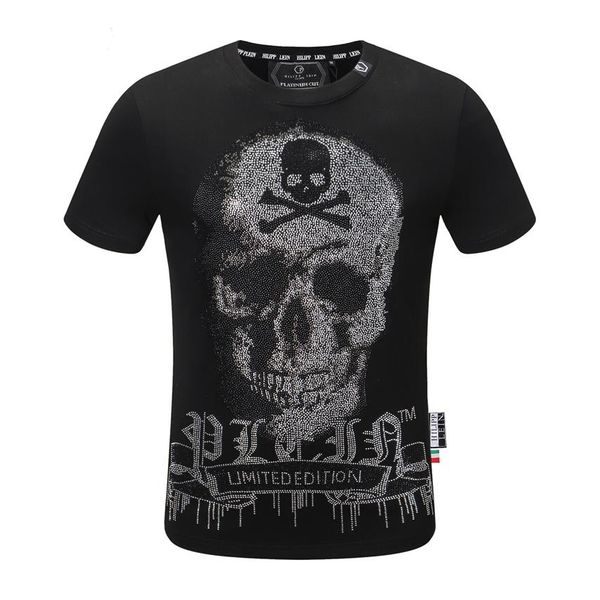 

pleinxplein-summer men's t-shirt men's clothing 100% cotton hip hop o-neck slim t-shirt men t-shirt cotton257a, White;black