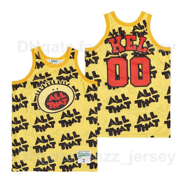 

moive all that 00 kel basketball jerseys mitchell tv series show striped hiphop high school team color yellow breathable pure cotton hip hop, Black
