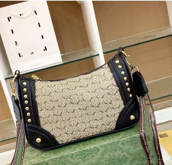 

luxury designer shoulder bags leather chain nail fashion bag handbag gold rivet flip over cross body handbags