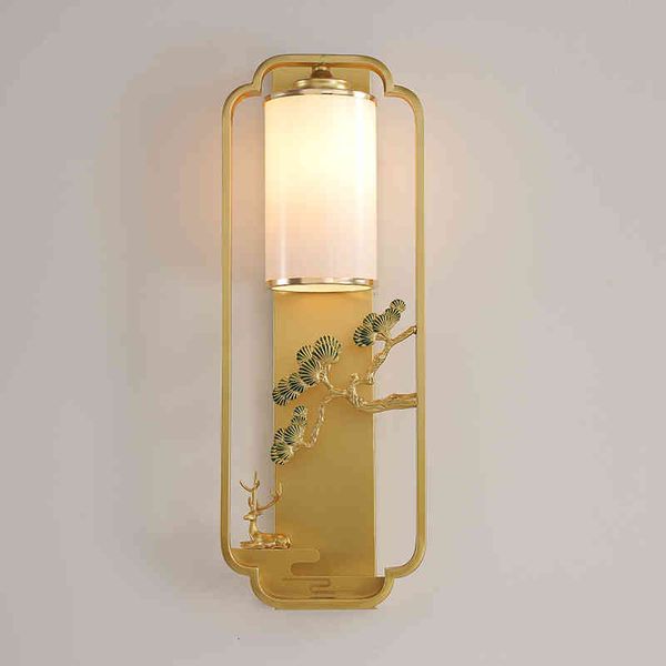 

pendant lamps chinese welcome pine all copper wall lamp style living room background light luxury zen study tea bed