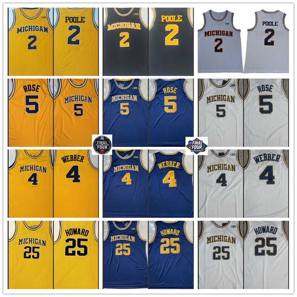 2 Jor Dan Poole Jalen Gül Basketbol Forması Jace Howard Glen Pirinç Forma Krirler Webber RJ Barrett Paolo Banchero NCAA Michigan Wolverines Dikişli Kolej Jersey