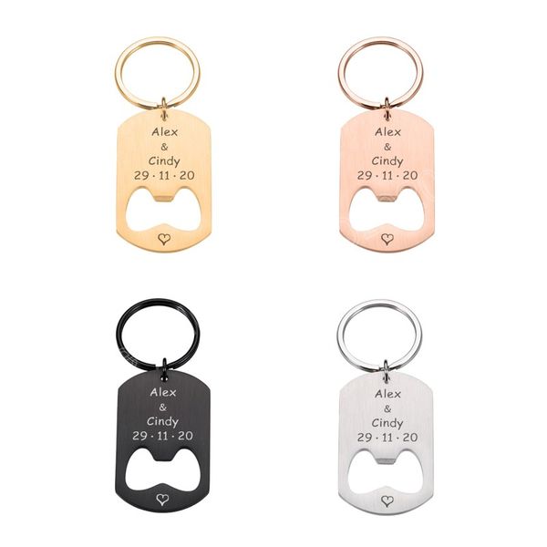 

couple keychain personalized name date valentine's gifts original key chain gift for boyfriend girlfriend fashion metal tool, Slivery;golden