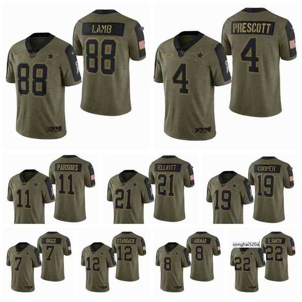 

dalla men cowboy hayes ceedee lamb dak prescott micah parsons elliott amari cooper trevon diggs aikman staubach olive 2021 salute to service, Black