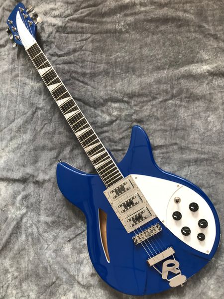 

ricken 330 6 strings semi-hollow body electric guitar fingerboard ebony frets 24 chrome hardware building cream color blue