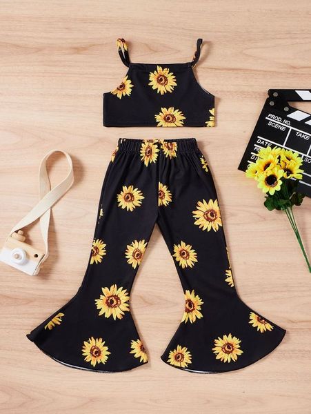 

toddler girls sunflower print cami & pants she, White