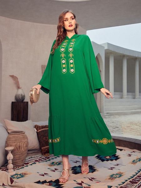 

plus floral print hoodie ruffle hem dress e786#, Black