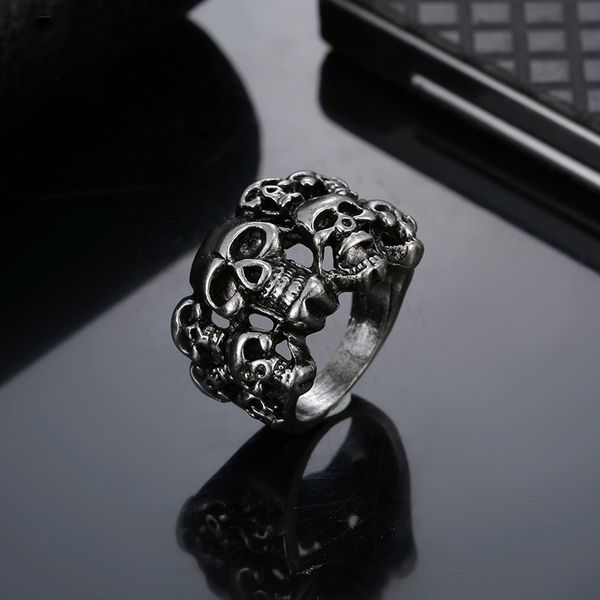 

cool skull titanium hiphop men's band finger rings fashion hip hop male rings jewelry accessories, Silver