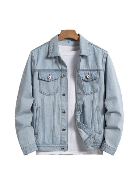 

men flap pocket denim jacket without tee y3lh#, Black;brown