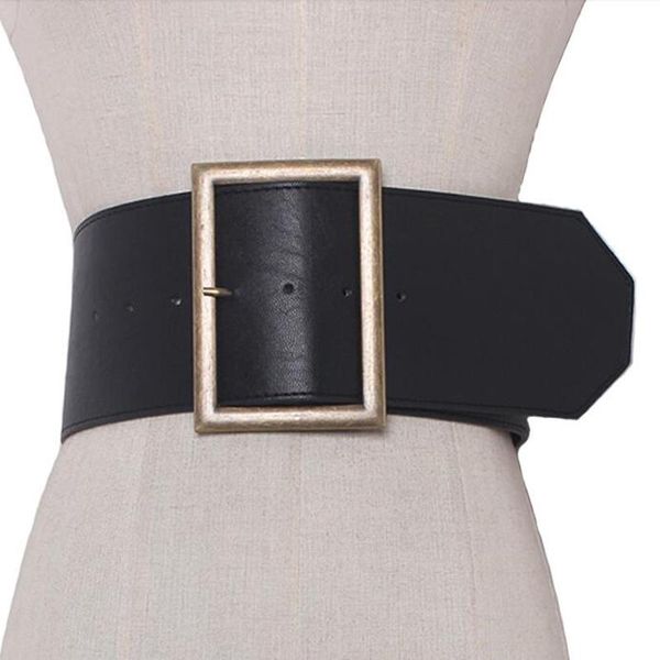 Cinture 2022 Cintura larga in pelle con fibbia in metallo moda Punk Cool esagera pesante Hip Hop Pu per le donne