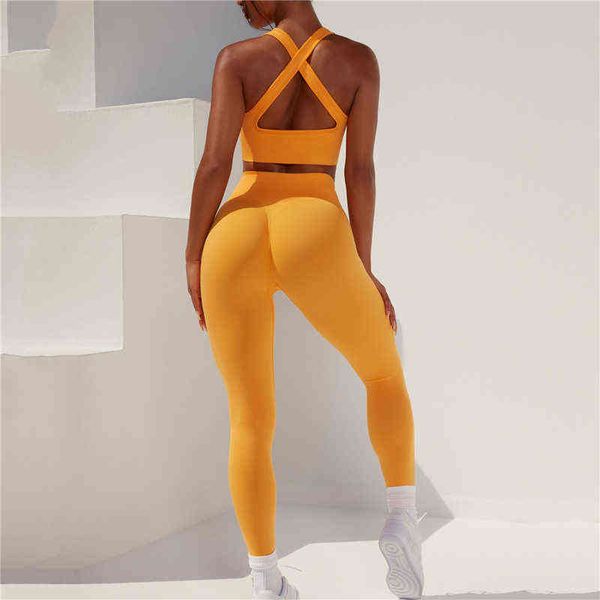 

seamless women's tracksuit push up leggings yoga set sport outfit for woman suit for fitness sports bra gym clothing workout set t22072, White;red