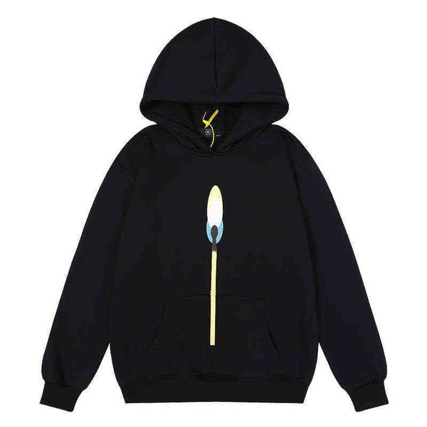 

harajuku retro candle 2 foam black fleece sweatshirts men and women high street oversized loose casual hooded hoodies t220726