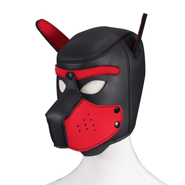 Moda acolchoada Latex Rap Play Play Dog Mask Puppy Cosplay Full Head Bdsm Bondage Hood Slave Sm Games adultos Toys sexy 9 cores