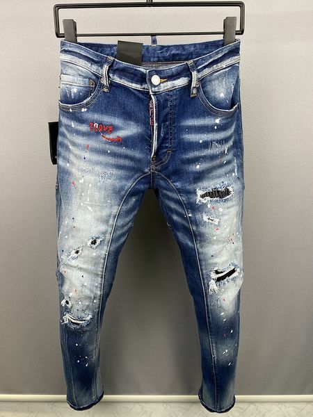 

dsq dsquare icon gg men jeans hole men skinny biker distressed jeans designers slim jeans straight d2 denim pants trousers motorcycle man te, Blue