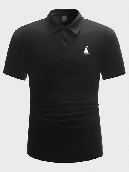 

men sailboat print polo shirt w6nx#, White;black