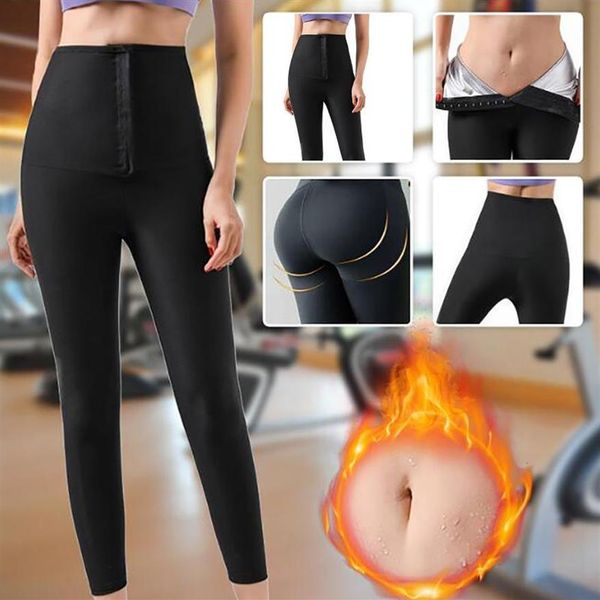 

women's leggings women sweating elastic waist trainer tummy control fi261i, Black