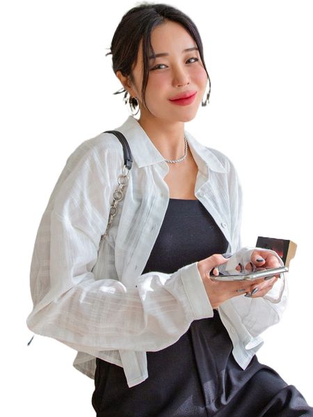 

dazy drop shoulder button through oversized blouse x8fd#, White