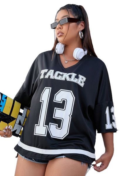 

plus letter graphic drop shoulder tee p4yf#, Black