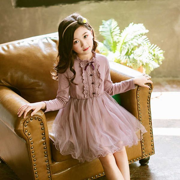 

Autumn Baby Girls Ball Gown Princess Dress Children Long Sleeve Clothing Lolita Style Petal Outerwear, Lavender