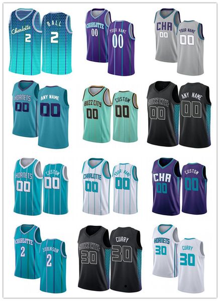 

75th custom jersey charlotte''hornets''men women youth 6 jalen mcdaniels 22 vernon carey jr. 2 lamelo ball 0 miles bridg, Black;red