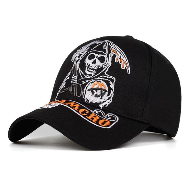 SAMCRO Berretto da baseball SOA Skull Ricamo Cappello casual Moda Cappello sportivo da motociclista da corsa di alta qualità 220513