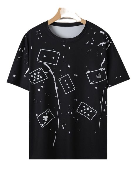 

men playing card print tee o4tp#, White;black
