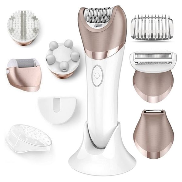 

6in1 electric women epilator female shaver leg body hair removal lip chin depilatory lady bikini trimmer remover 220811