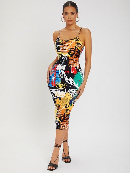

sxy allover print backless bodycon dress s5zu#, Black;gray