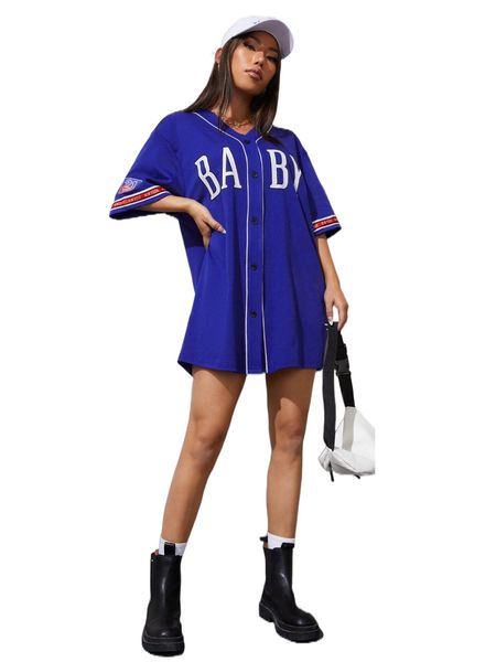 

letter graphic contrast binding dress 123r#, Black;gray