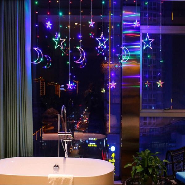 Dizeler Coquimbo LED String Lights Star Moon Perde Işık Sıcak/Renkli AB/US/UK FUKU SU YOKTUR 2,5M PERYİ Noel için