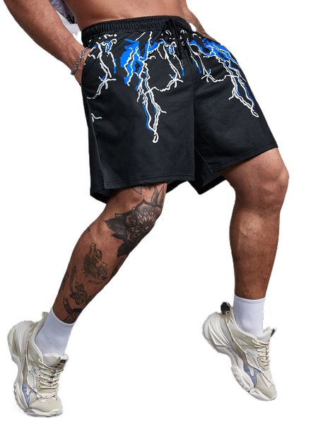 

extended sizes men graphic print drawstring waist shorts l1al#, White;black